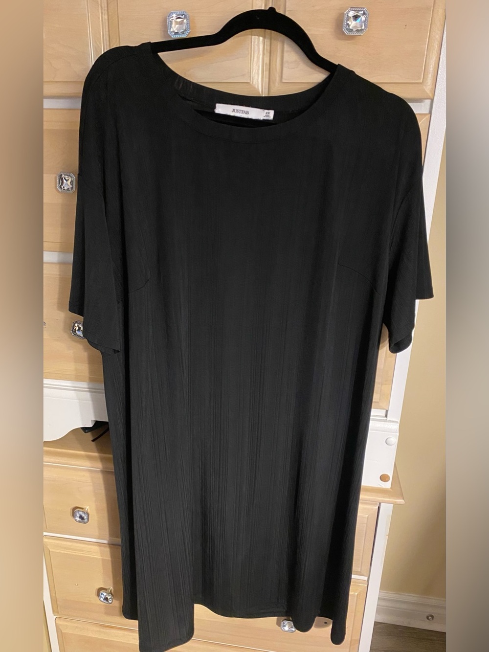 Woman’s  Black Short-Sleeve Crewneck T-Shirt Dress